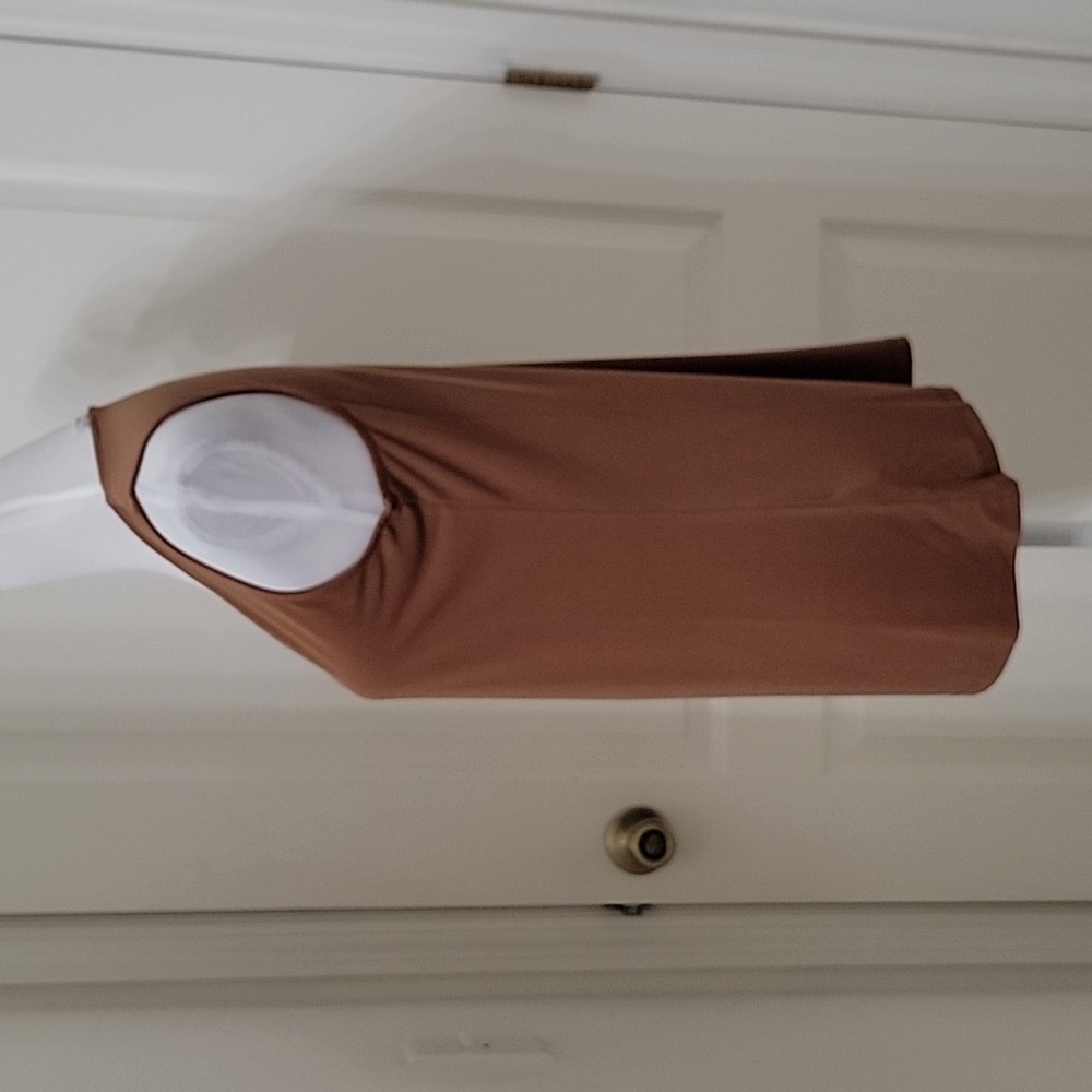 Susan Graver Size S Milky Chocolate Brown Stretchy Sleeveless Top / Tank, EUC - Picture 3 of 12